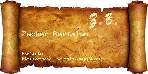 Zacher Bertalan névjegykártya